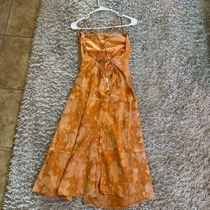 Orange Floral Midi Dress Size M